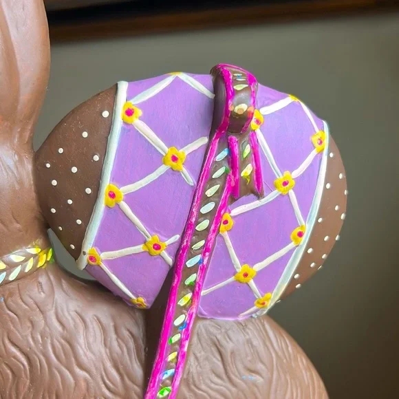 Large Vintage Faux Chocolate Bunny Egg Rabbit Easter Decor. - Picture 6 of 10